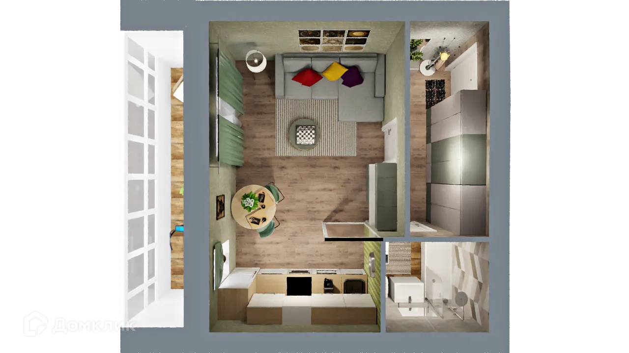 Планировка 1-комнатной квартиры 35.27 м² в ЖК Город Природы, г. Уфа — фото 2