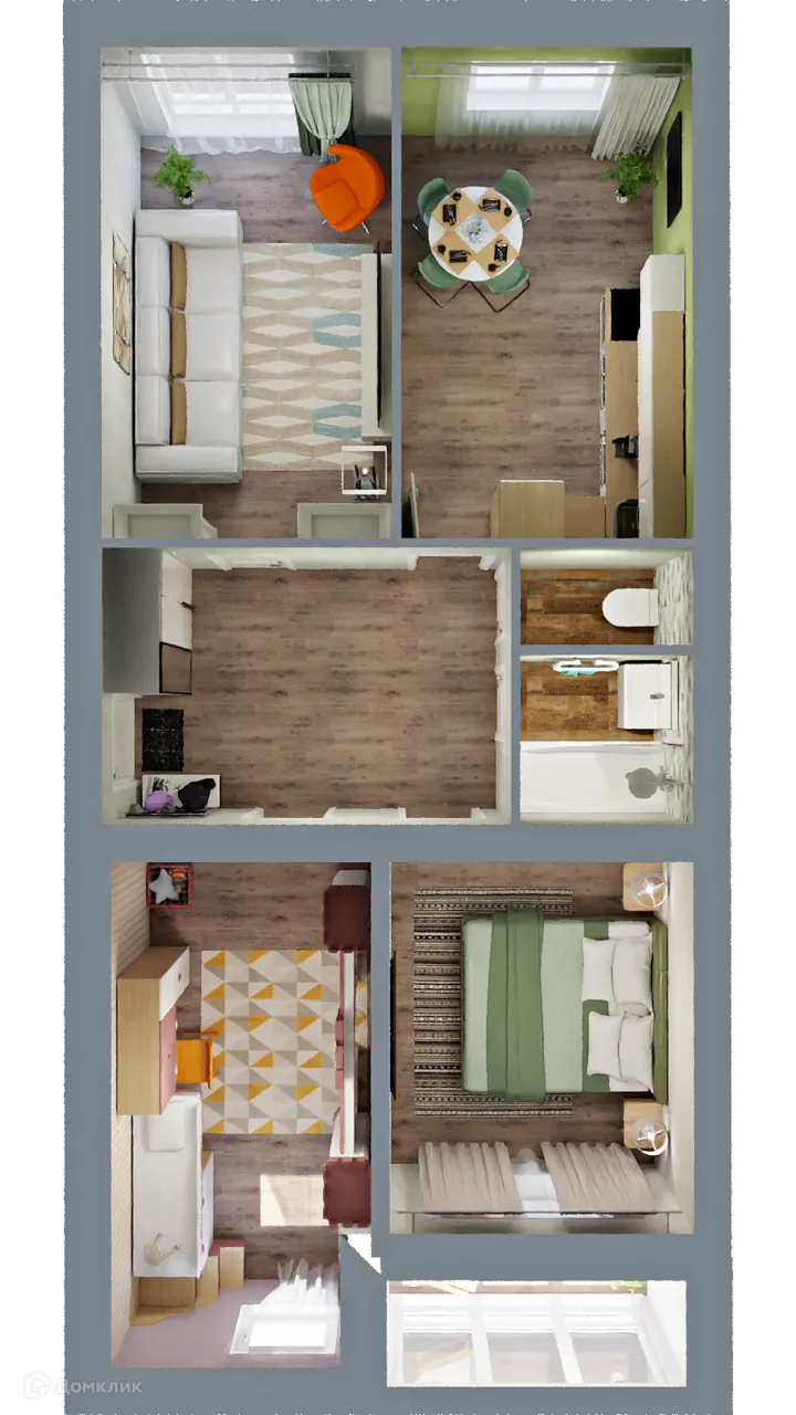 Планировка 3-комнатной квартиры 72.08 м² в ЖК Город Природы, г. Уфа — фото 2