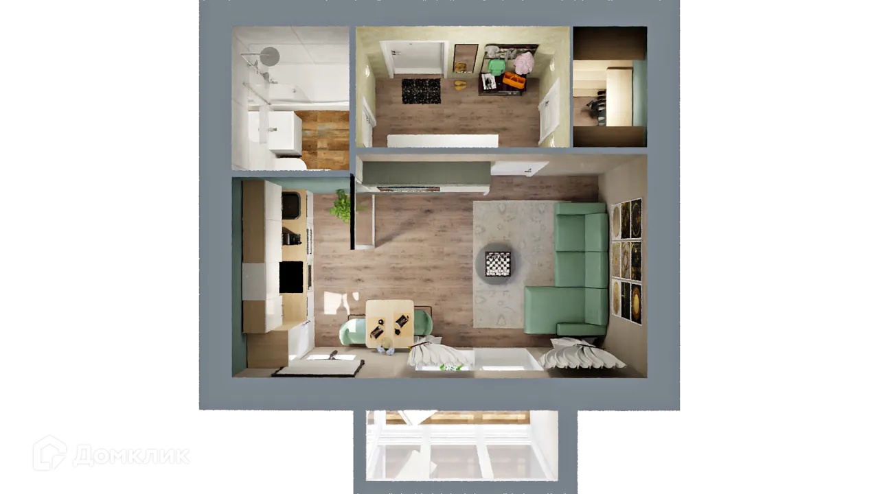 Планировка 1-комнатной квартиры 30.37 м² в ЖК Город Природы, г. Уфа — фото 2