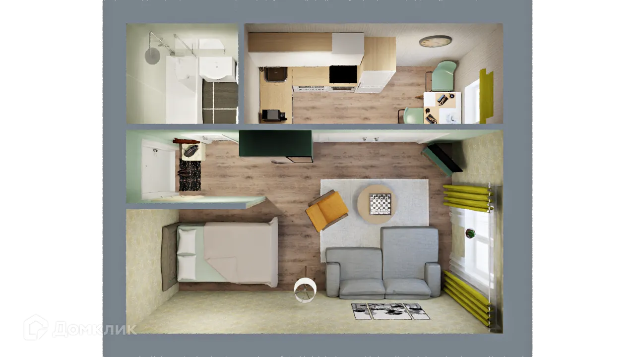 Планировка 1-комнатной квартиры 36.25 м² в ЖК Город Природы, г. Уфа — фото 2