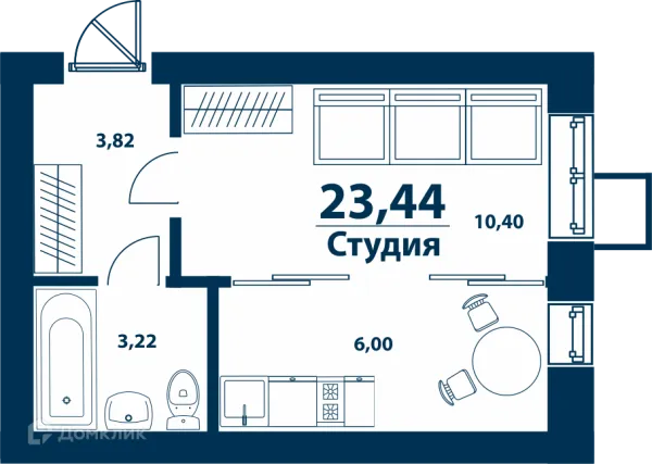 Планировка 1 комн. в ЖК Город Природы