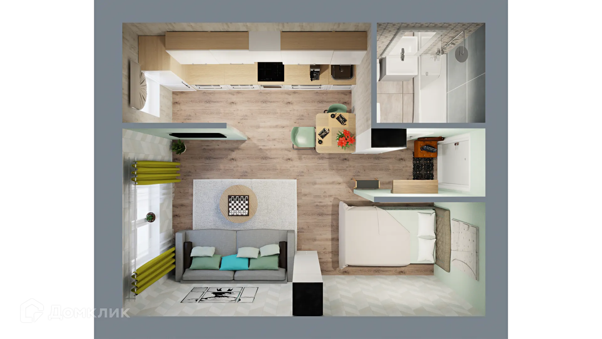 Планировка 1-комнатной квартиры 36.26 м² в ЖК Город Природы, г. Уфа — фото 2