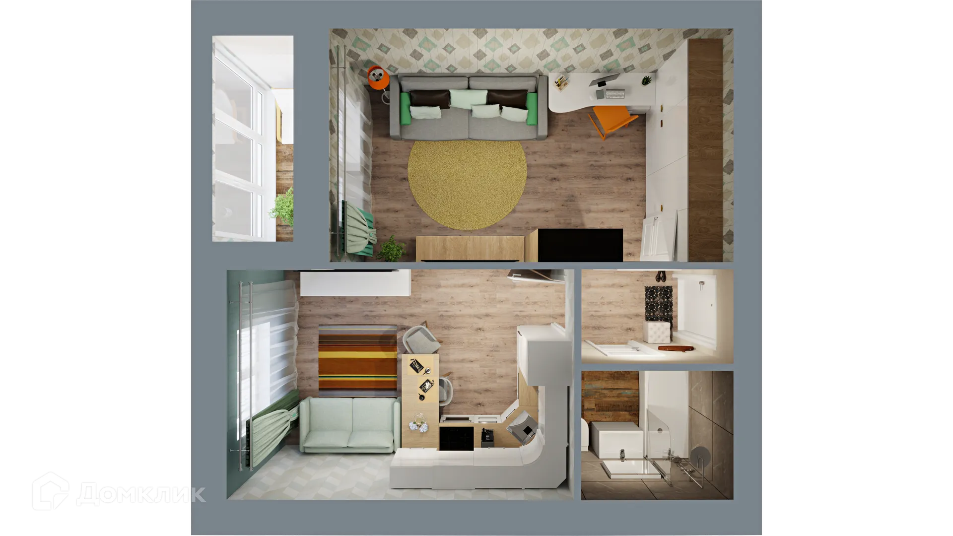 Планировка 1-комнатной квартиры 38.79 м² в ЖК Город Природы, г. Уфа — фото 2