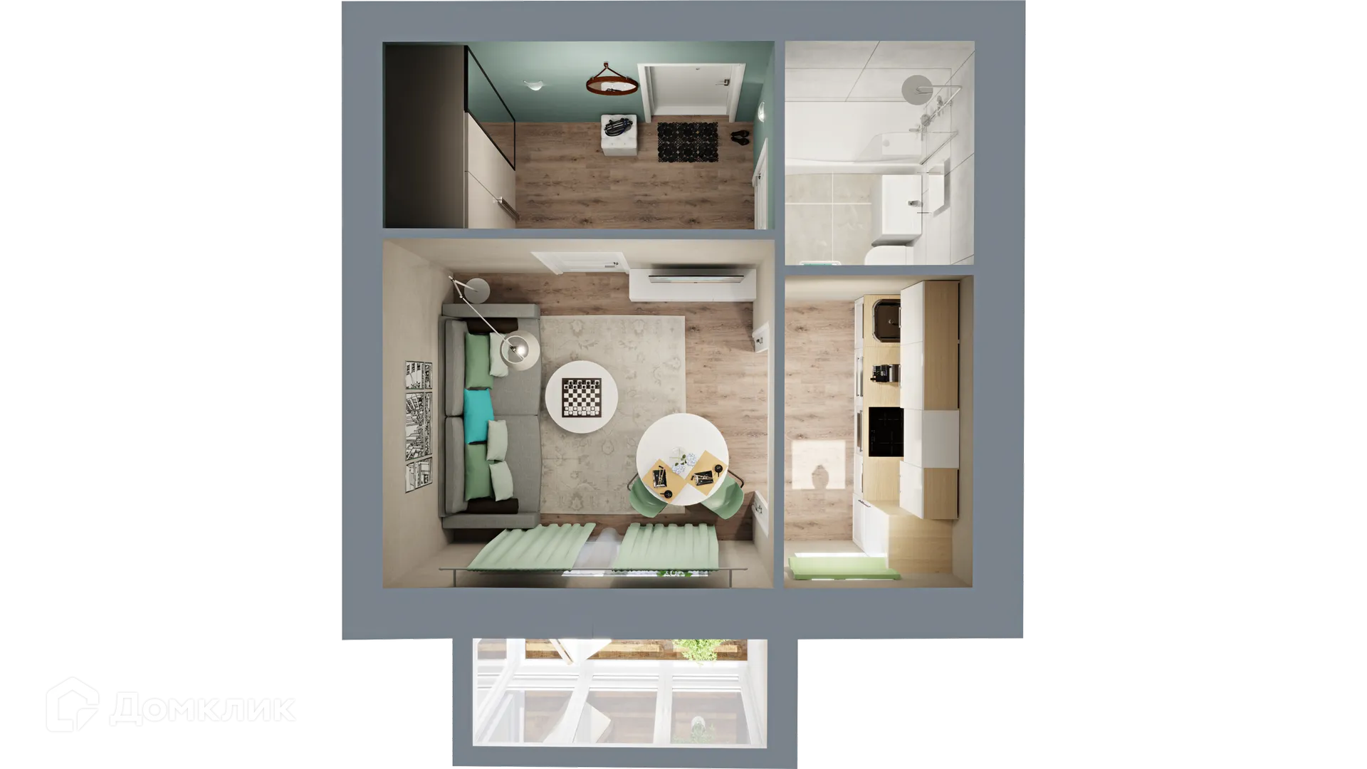 Планировка студии квартиры 27.85 м² в ЖК Город Природы, г. Уфа — фото 2