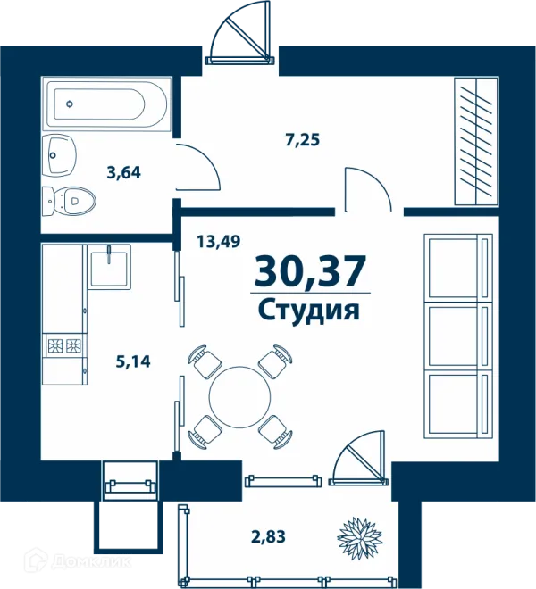 Планировка 1 комн. в ЖК Город Природы