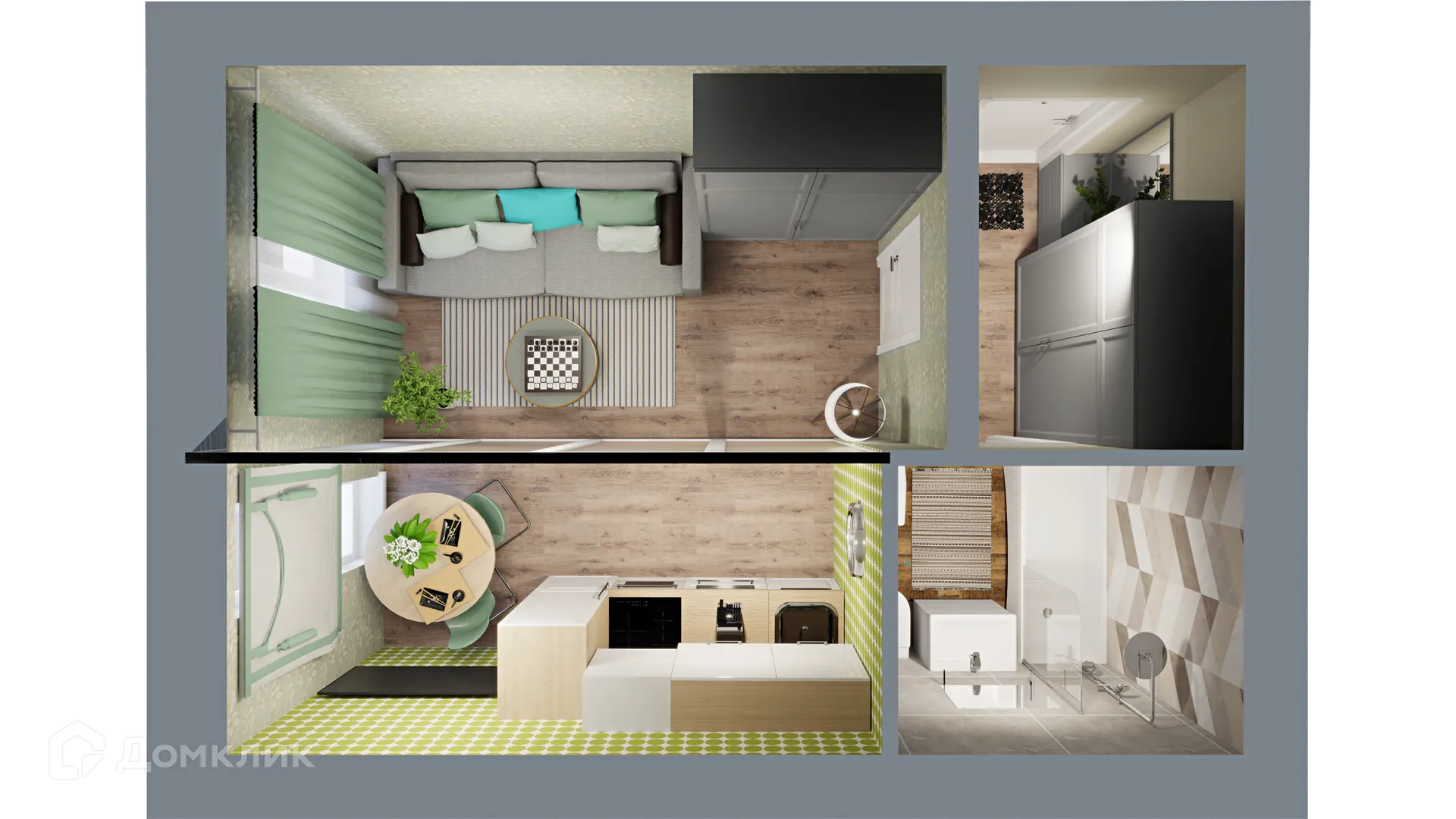 Планировка студии квартиры 23.45 м² в ЖК Город Природы, г. Уфа — фото 2