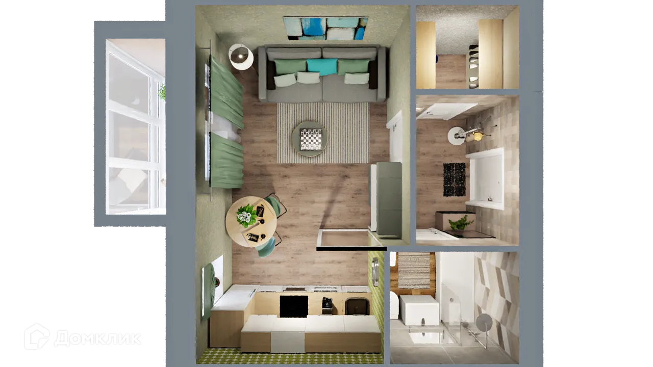 Планировка 1-комнатной квартиры 28.27 м² в ЖК Город Природы, г. Уфа — фото 2