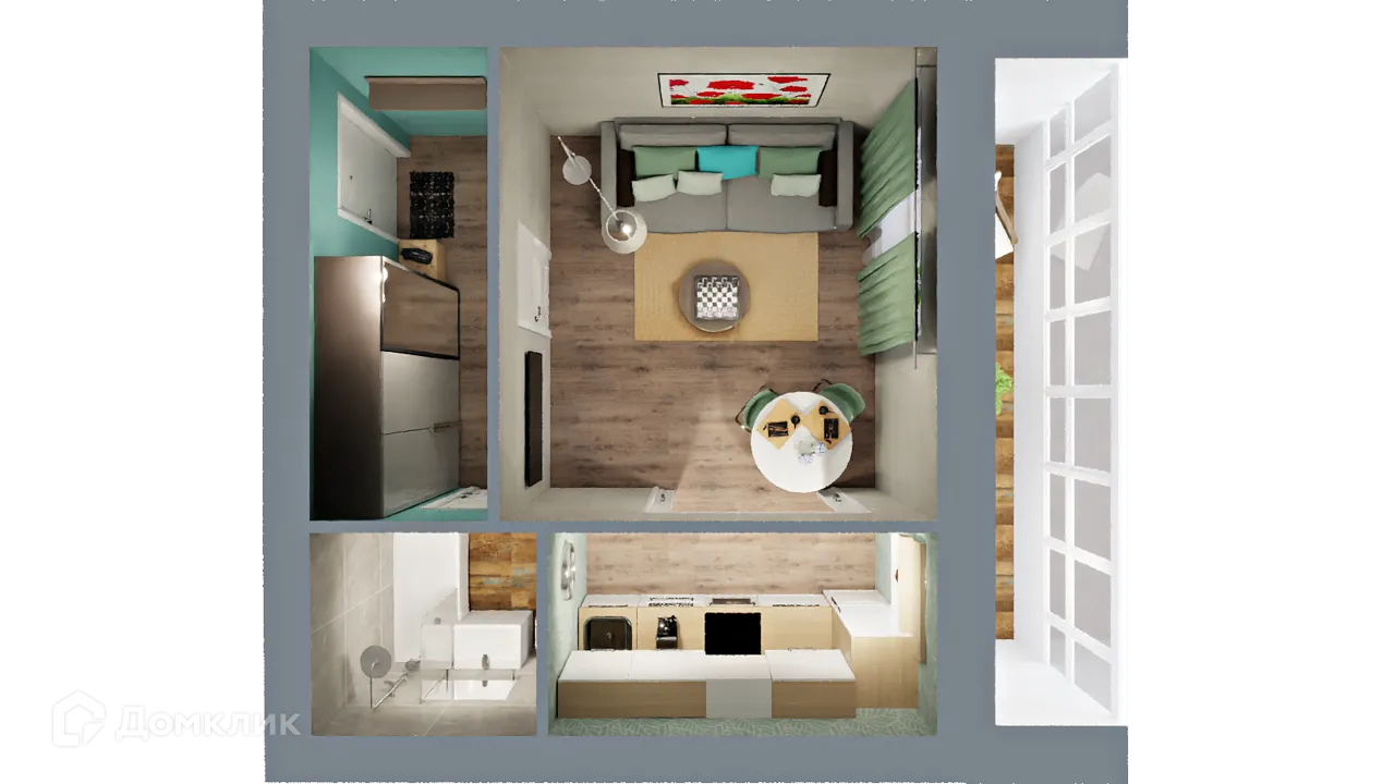 Планировка 1-комнатной квартиры 35.3 м² в ЖК Город Природы, г. Уфа — фото 2