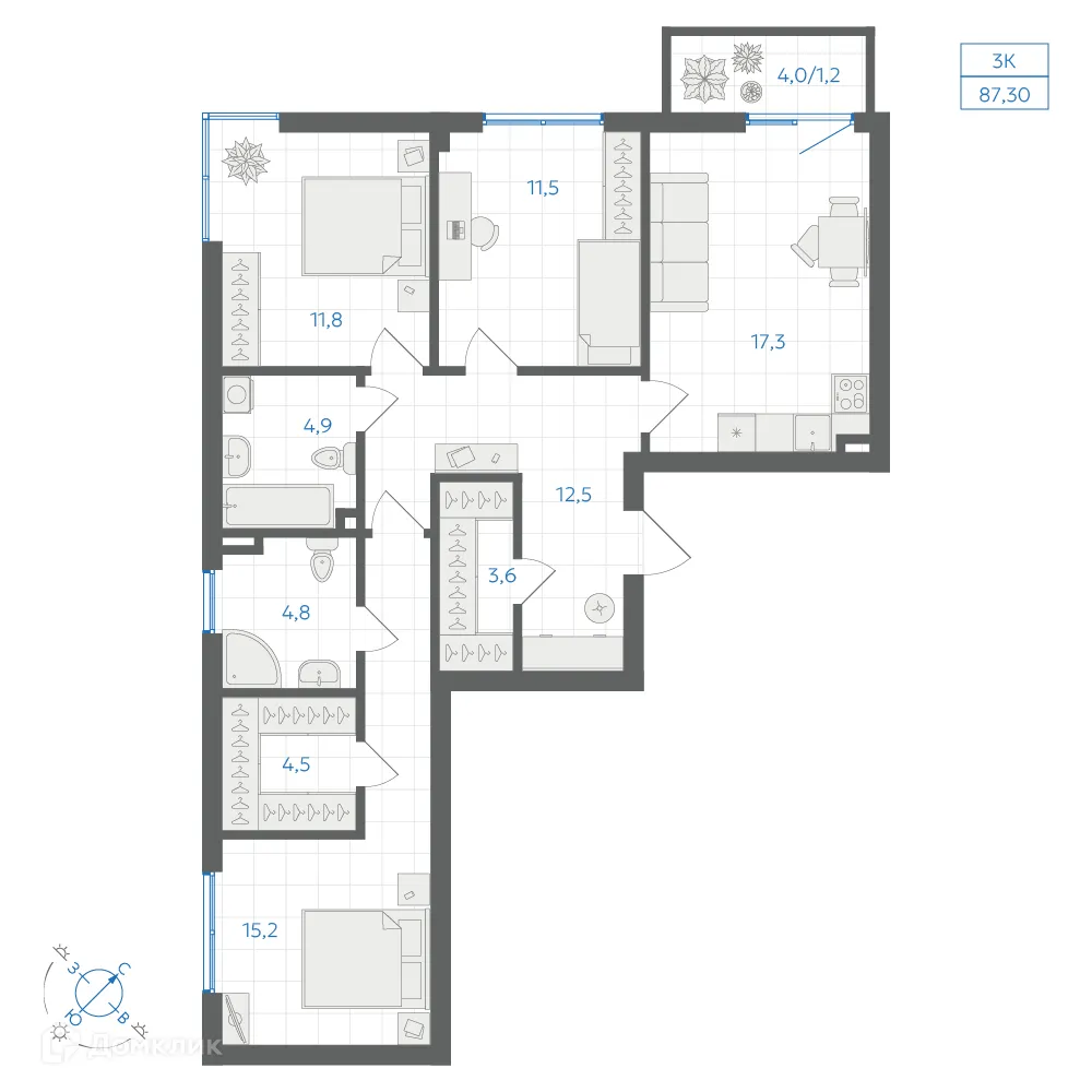 Фото квартиры в ЖК Квартал "Клевер"