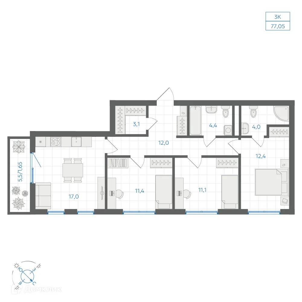 Фото квартиры в ЖК Квартал "Клевер"