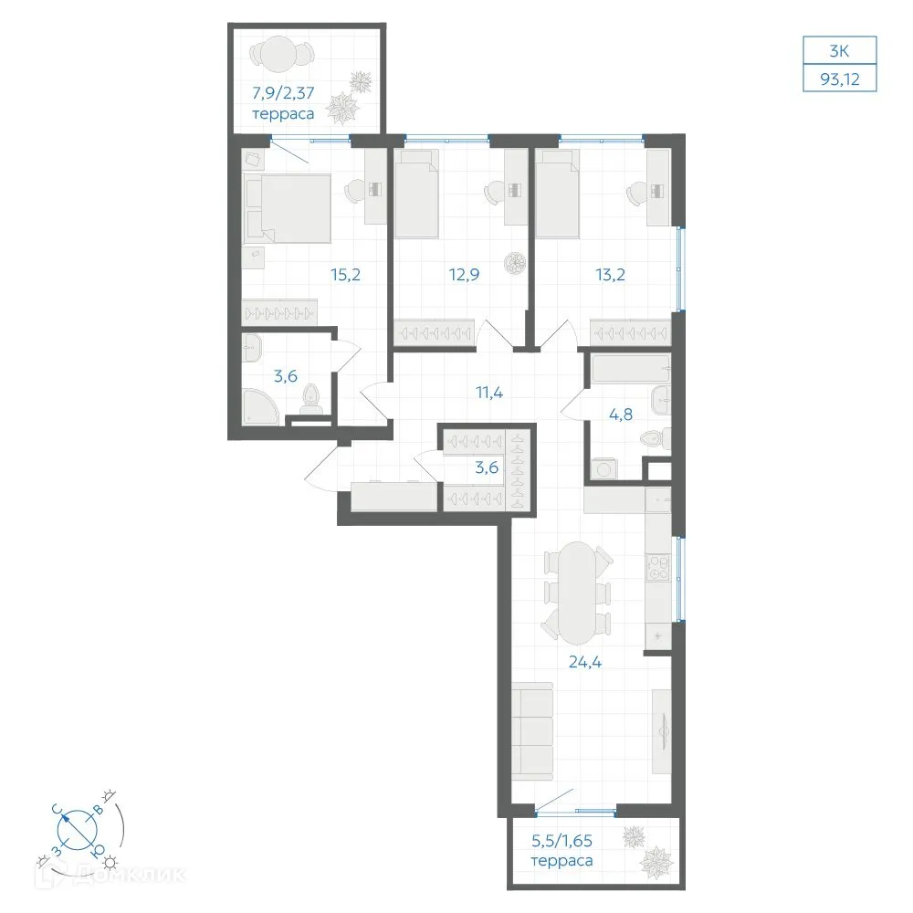 Фото квартиры в ЖК Квартал "Клевер"