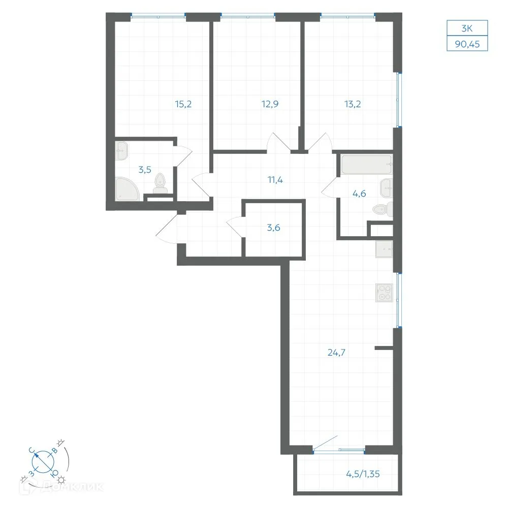 Фото квартиры в ЖК Квартал "Клевер"