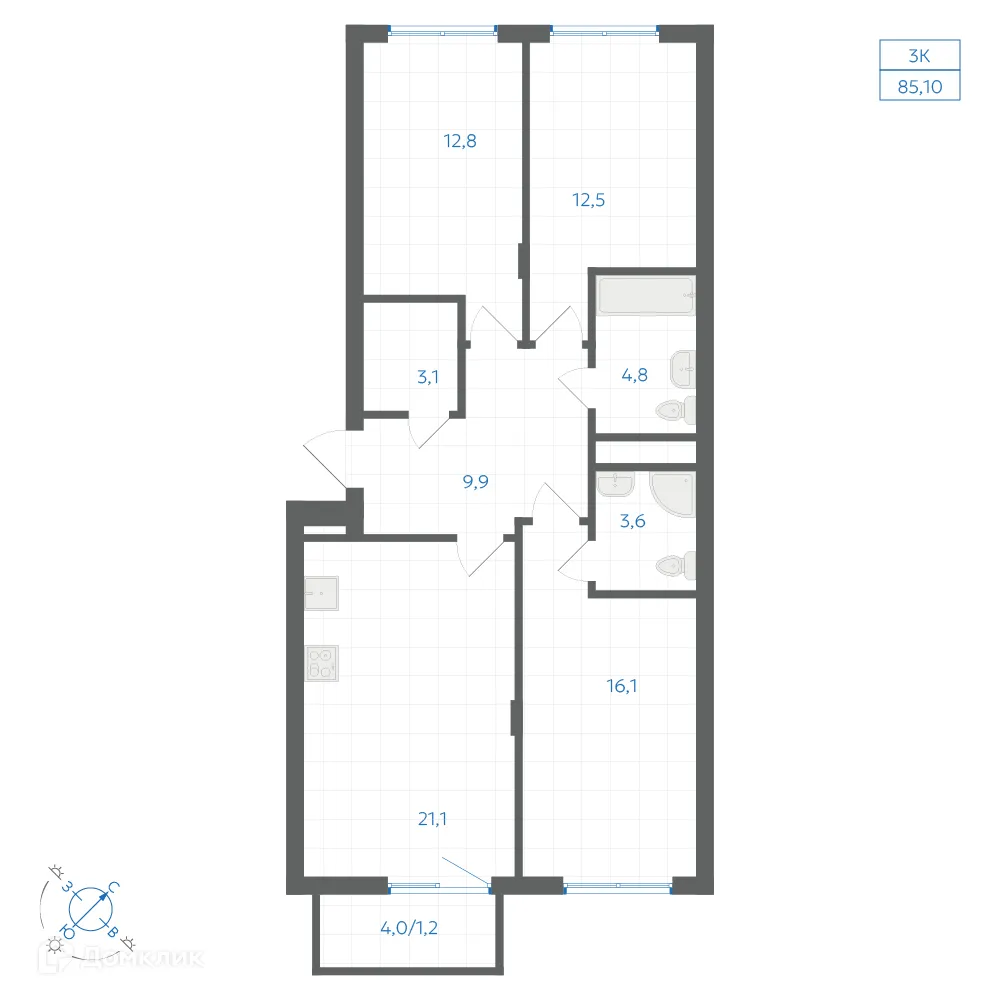 Фото квартиры в ЖК Квартал "Клевер"