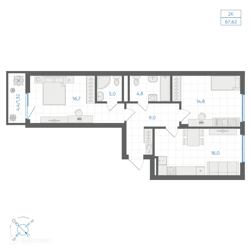 Фото квартиры в ЖК Квартал "Клевер"