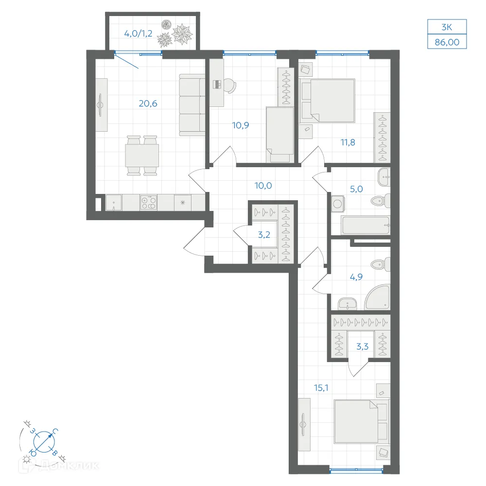 Фото квартиры в ЖК Квартал "Клевер"