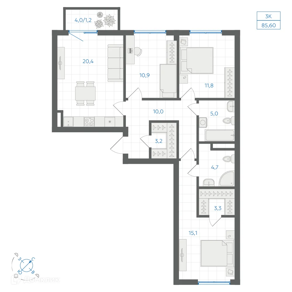 Фото квартиры в ЖК Квартал "Клевер"
