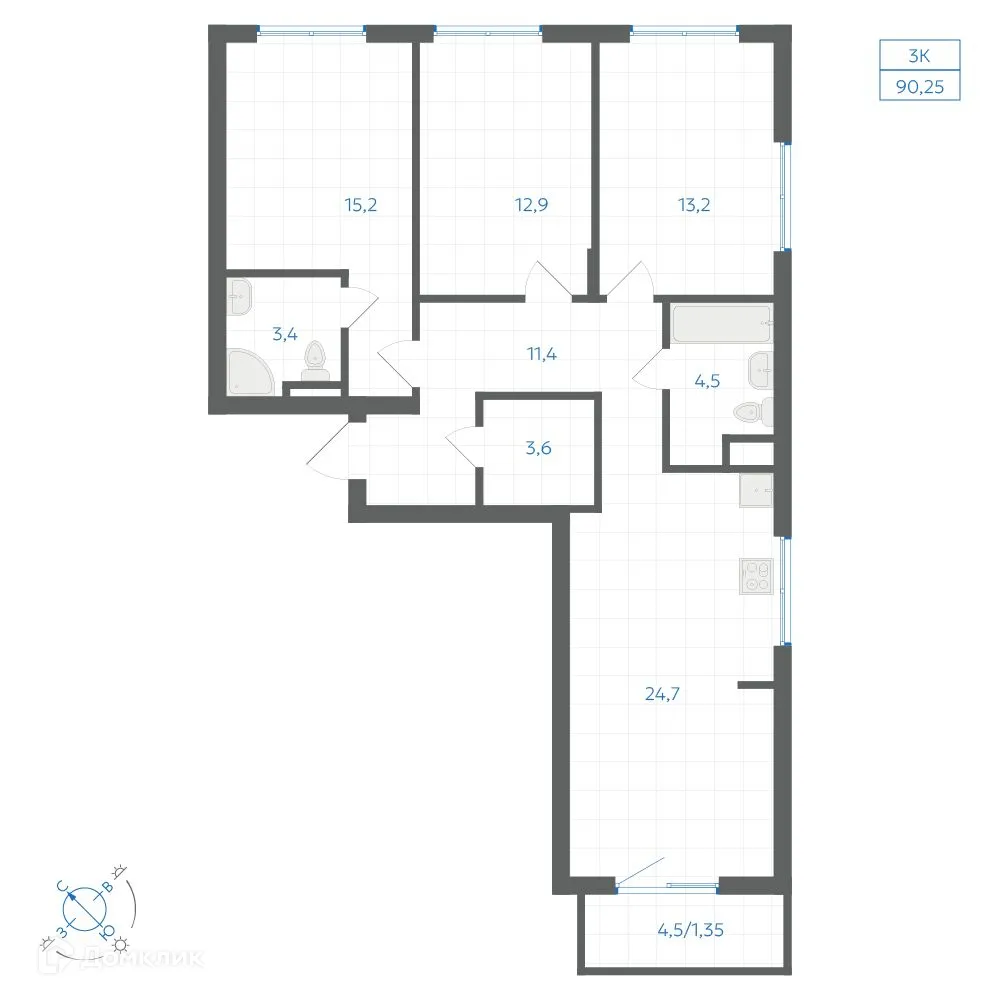 Фото квартиры в ЖК Квартал "Клевер"