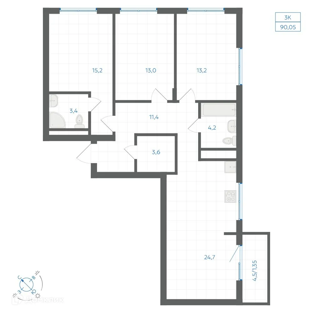 Фото квартиры в ЖК Квартал "Клевер"