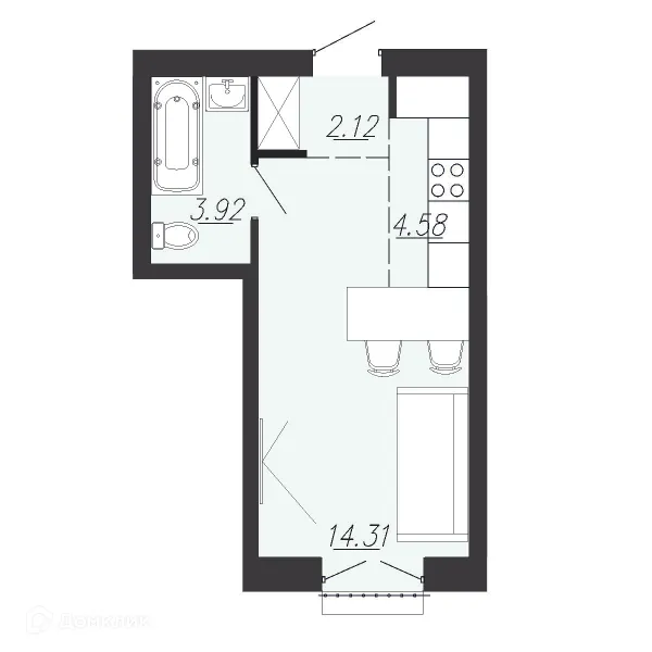 Планировка Студия в ЖК Южный Парк
