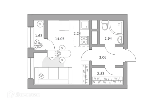 Планировка Студия в ЖК Пехра