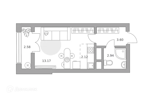 Планировка Студия в ЖК Пехра