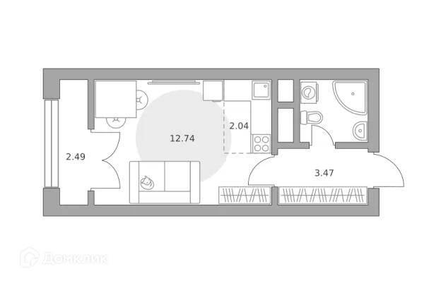 Планировка Студия в ЖК Пехра