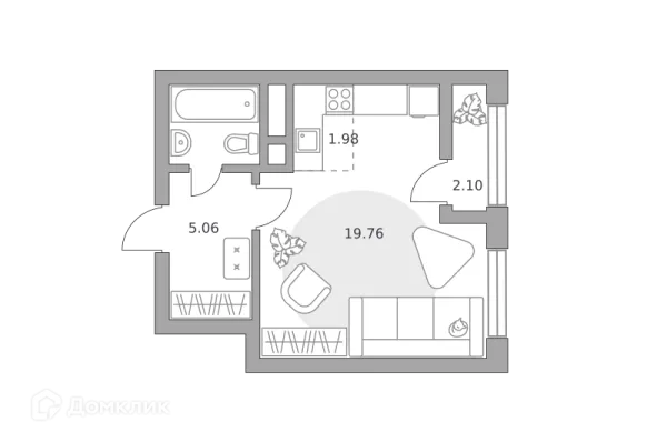 Планировка Студия в ЖК Пехра