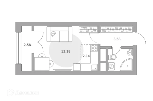 Планировка Студия в ЖК Пехра