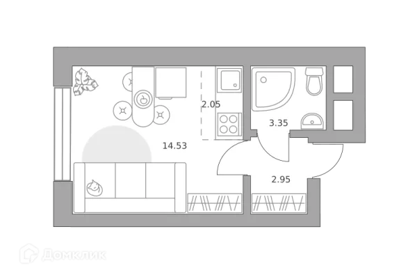 Планировка Студия в ЖК Пехра