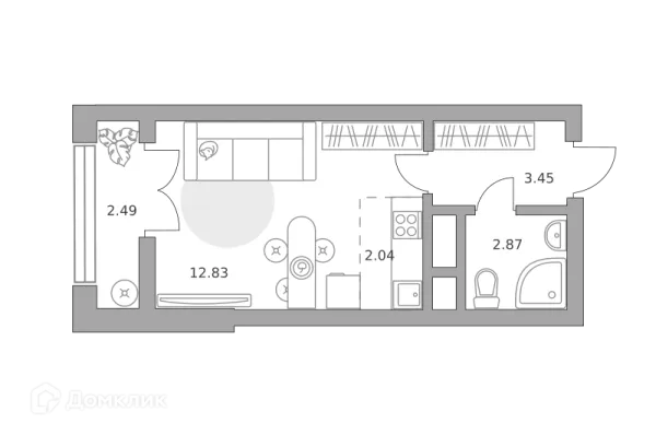 Планировка Студия в ЖК Пехра