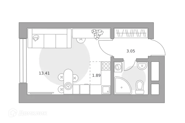 Планировка Студия в ЖК Пехра
