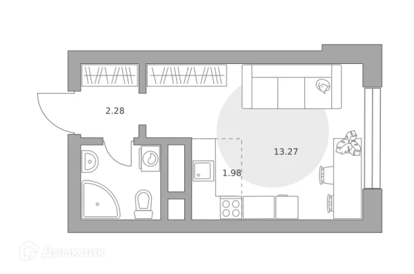Планировка Студия в ЖК Пехра