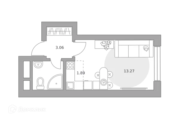 Планировка Студия в ЖК Пехра