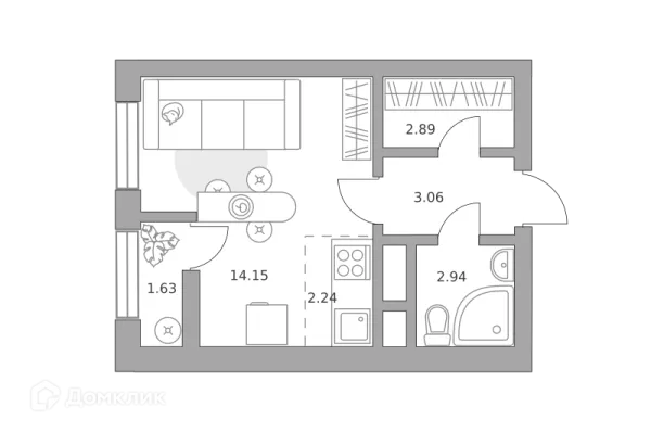 Планировка Студия в ЖК Пехра