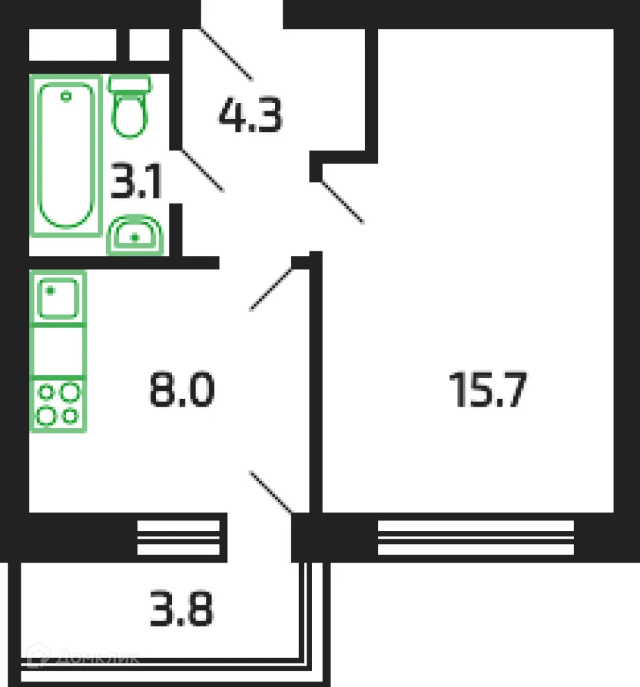 Фото квартиры в ЖК "Брусчатый посёлок"