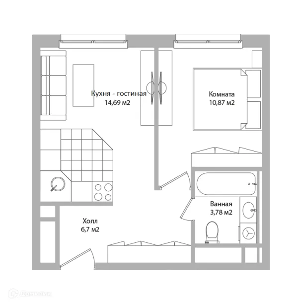 Планировка 2 комн. в ЖК ADRES (АДРЕС)