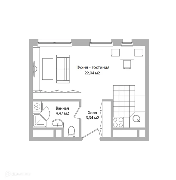 Планировка Студия в ЖК ADRES (АДРЕС)