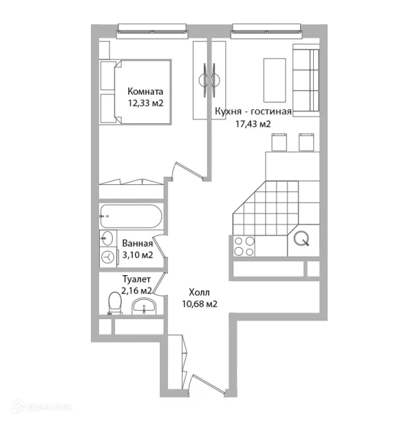 Планировка 2 комн. в ЖК ADRES (АДРЕС)