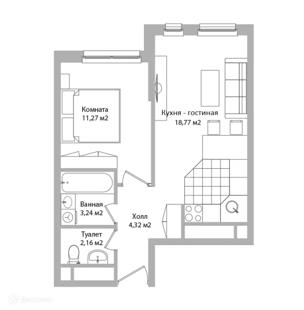 Планировка 2 комн. в ЖК ADRES (АДРЕС)