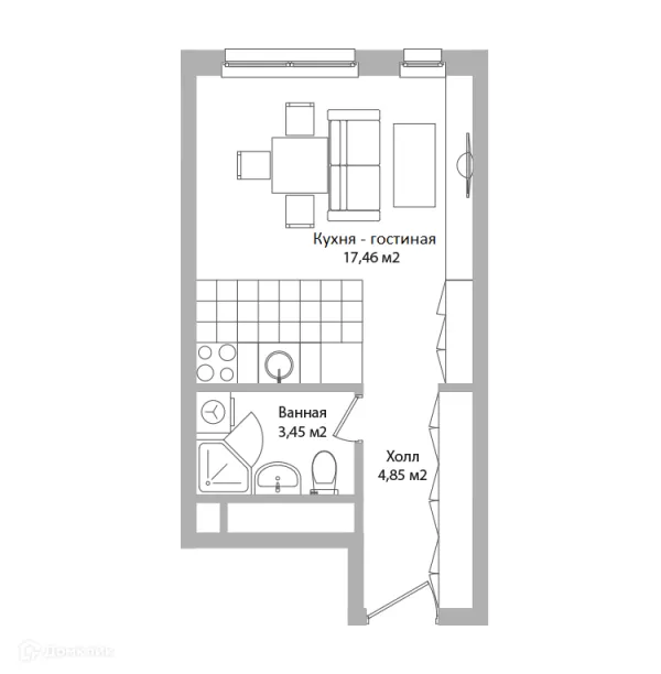 Планировка Студия в ЖК ADRES (АДРЕС)