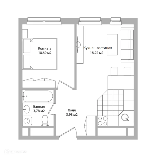 Планировка 2 комн. в ЖК ADRES (АДРЕС)