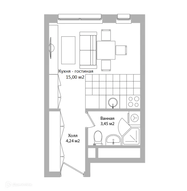 Планировка Студия в ЖК ADRES (АДРЕС)