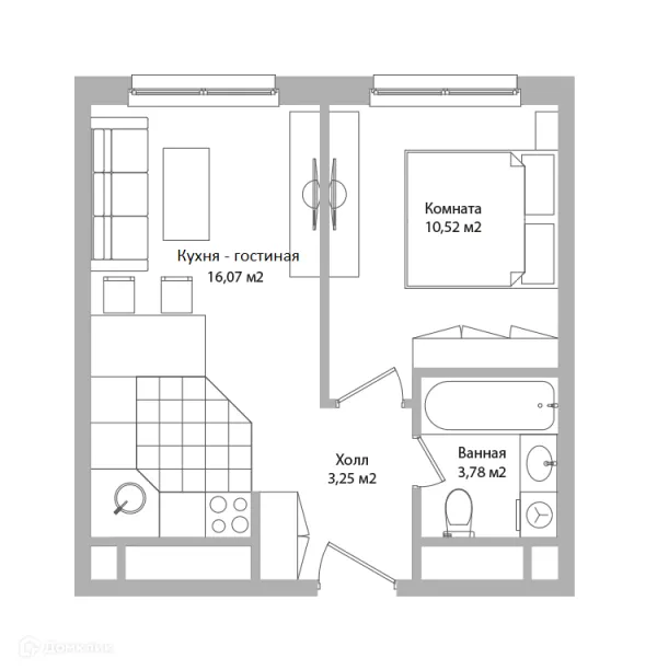Планировка 2 комн. в ЖК ADRES (АДРЕС)