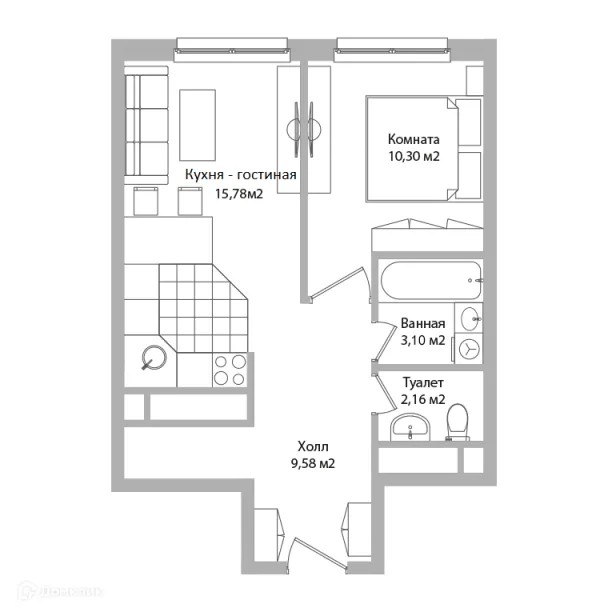 Планировка 2 комн. в ЖК ADRES (АДРЕС)