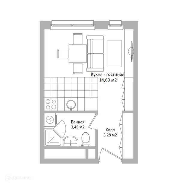 Планировка Студия в ЖК ADRES (АДРЕС)