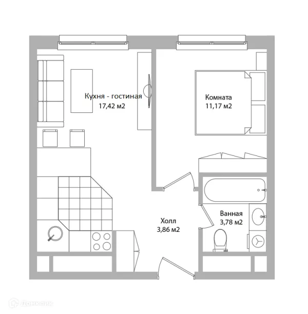 Планировка 2 комн. в ЖК ADRES (АДРЕС)