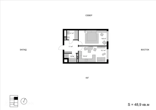 Планировка 2 комн. в ЖК Мытищи-Сити