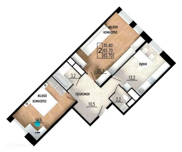 Планировка 2 комн. в ЖК ЛИТЕЙНЫЙ