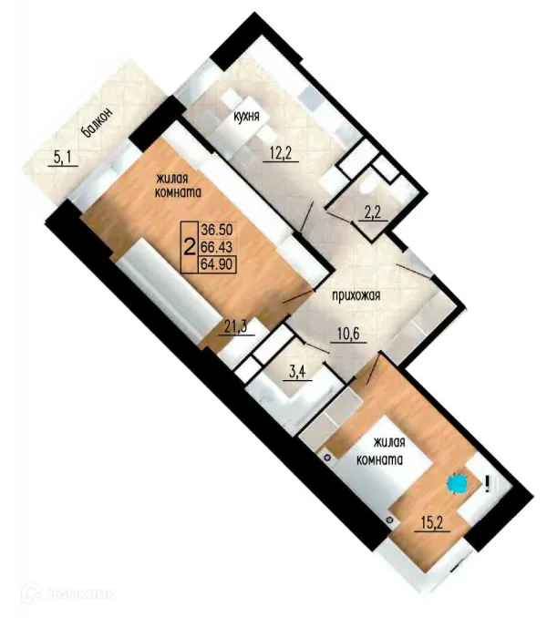 Планировка 2 комн. в ЖК ЛИТЕЙНЫЙ