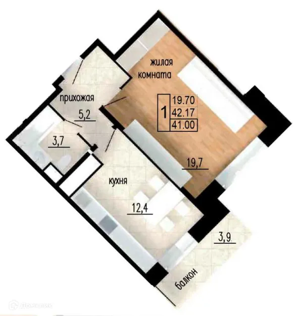 Планировка 1 комн. в ЖК ЛИТЕЙНЫЙ